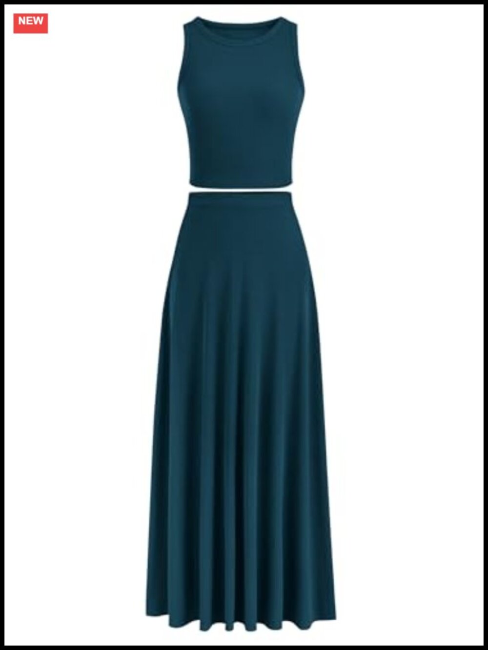 Women's 2 Piece Maxi Skirt Set Knit Crop Top Sleeveless Summer Outfits High